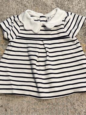 Janie and Jack Black and White Striped Blouse